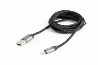 Gembird cotton braided data transfer and charging cable | USB-A to Lightning | 1.8m | black