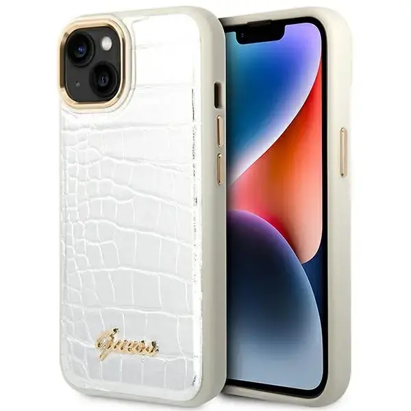 Guess GUHCP14SHGCRHS iPhone 14 6,1" srebrny|silver hardcase Croco Collection