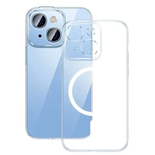 Baseus Crystal Transparent Magnetic Case and Tempered Glass set for iPhone 14