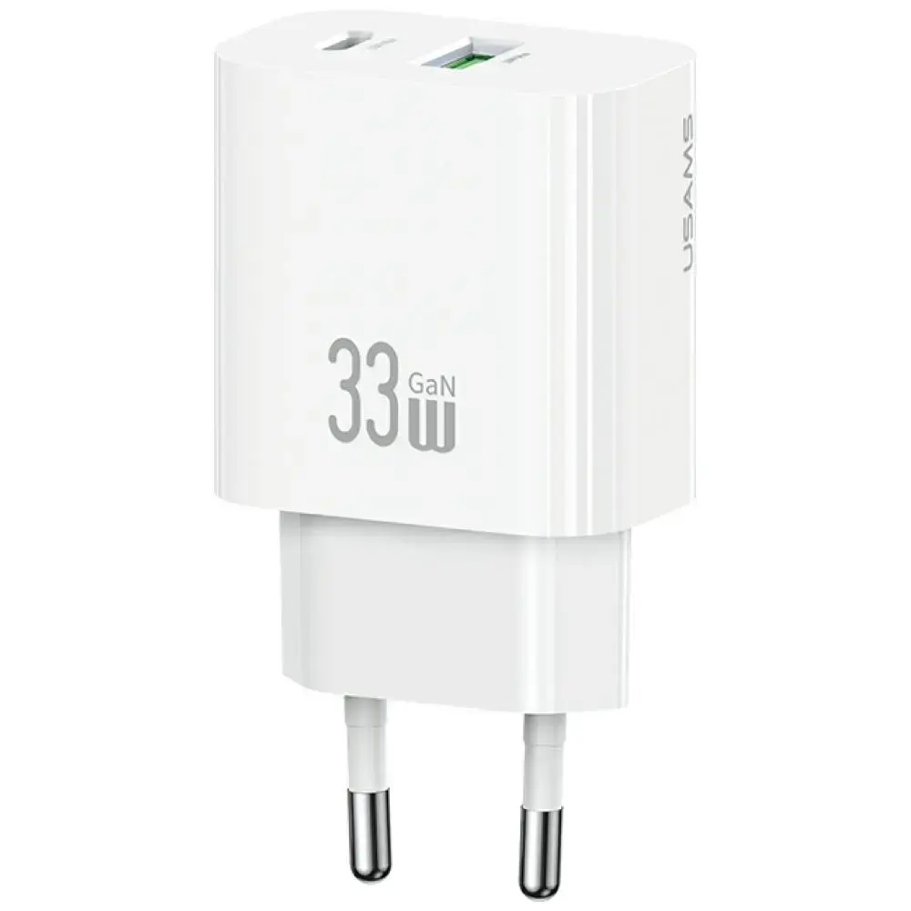 USAMS tīkla lādētājs CC317 | T65 33W | 1xUSB-C 1xUSB-A ātrā uzlāde balts