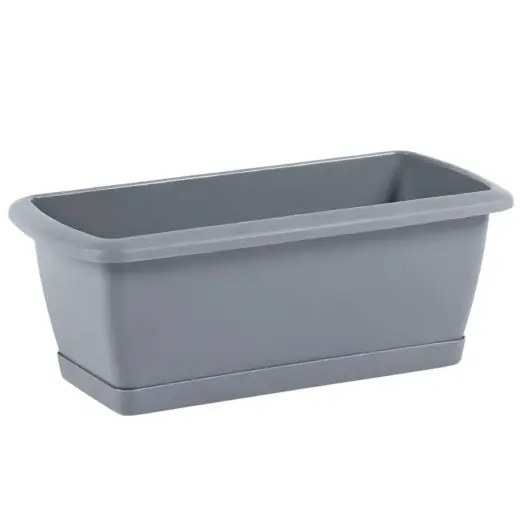 Balcony box 40cm with saucer, grey