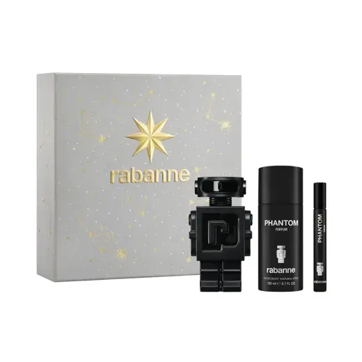 Set Paco Rabanne: Phantom, Eau De Parfum, For Men, 100 ml + Phantom, Eau De Parfum, For Men, 10 ml + Phantom, Deodorant Spray, For Men, 150 ml