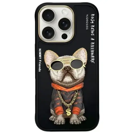 Nimmy dėklas telefonui iPhone 16 Pro Max, juodas, Glasses Cool Dog