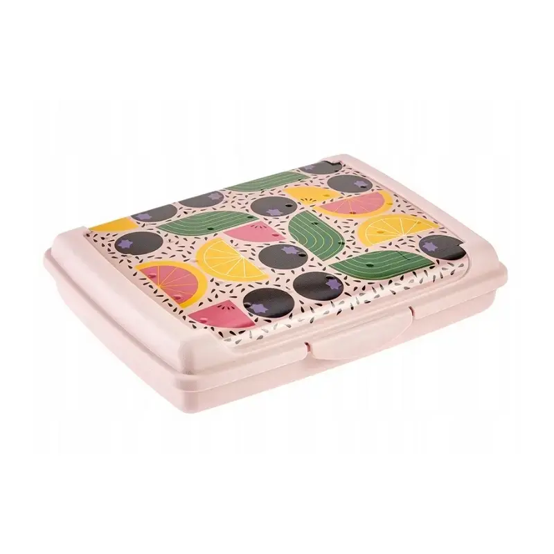 Pārtikas uzglabāšanas trauks deco-click-box mini 0,5L Carla “Fruits” 17x13x3,5cm rozā