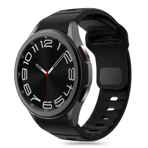 Tech-Protect Silicone Line išmaniojo laikrodžio dirželis Samsung Galaxy Watch 4/5/5 Pro/6/7/FE | silikoninis | juodas