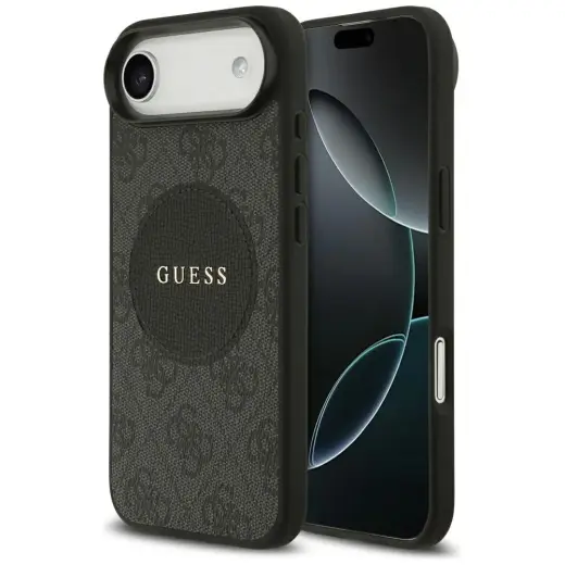 Guess 4G Circle Classic Logo maciņš ar MagSafe atbalstu telefonam iPhone 17 Air melns