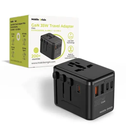 Mobile Origin GaN 35W Travel Adapter PW4 EU/UK/US/AUS, 3x USB-C + 2x USB-A 