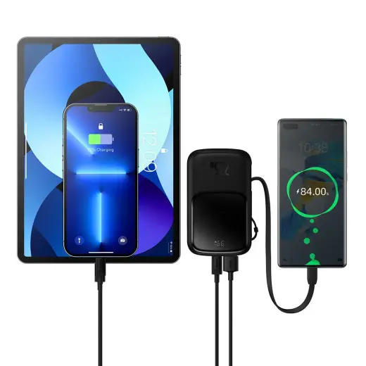 Baseus Qpow power bank 10000mAh built-in USB Type-C cable 22.5W Quick Charge SCP AFC FCP black (PPQD020101)