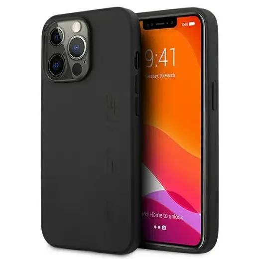 AMG AMHCP13XDOLBK iPhone 13 Pro Max 6,7" czarny|black hardcase Leather Hot Stamped