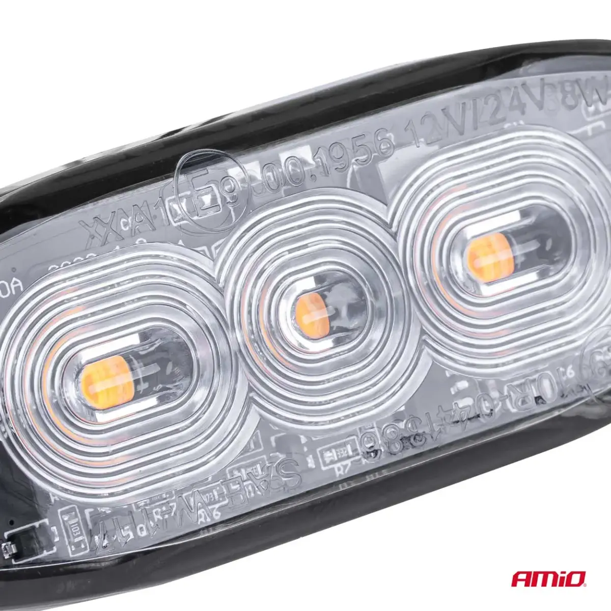 Slim Amber Grill Mount Flash Light 3x3W LED R65 R10 12/24V IP67