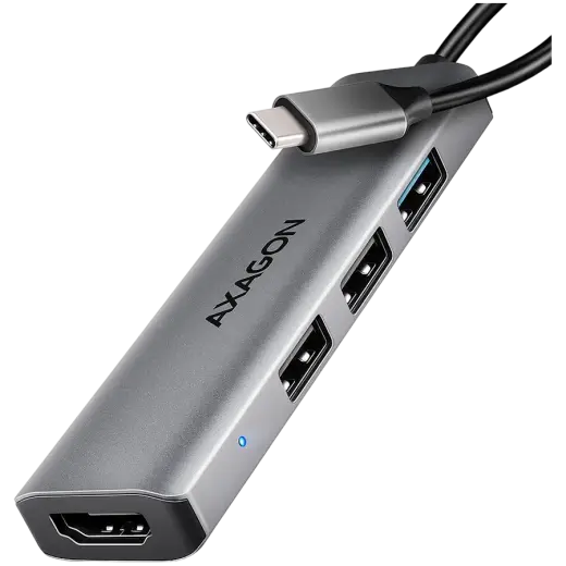 AXAGON HMC-H3A 3x USB-A (2x USB2.0, 1x USB3.0) + HDMI 4K 30Hz, 3.2 Gen 1 hub, metal, 15cm USB-C cable