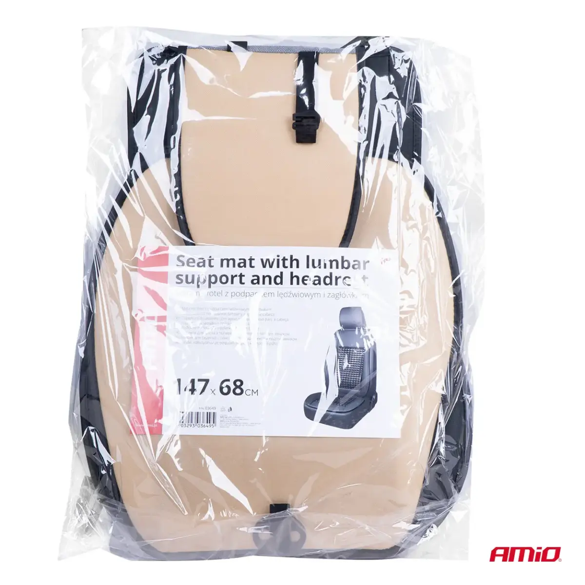 Seat mat with lumbar support and headrest AMIO-03649