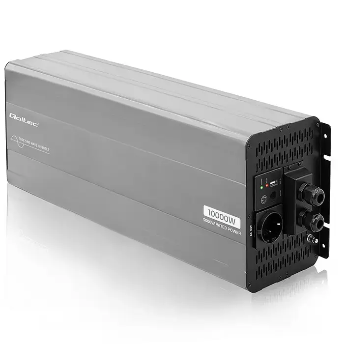 Qoltec Pure Sine Wave Inverter | 24V to 230V | 5000/10000W | USB | Compatible with LiFePO4 GEL AGM