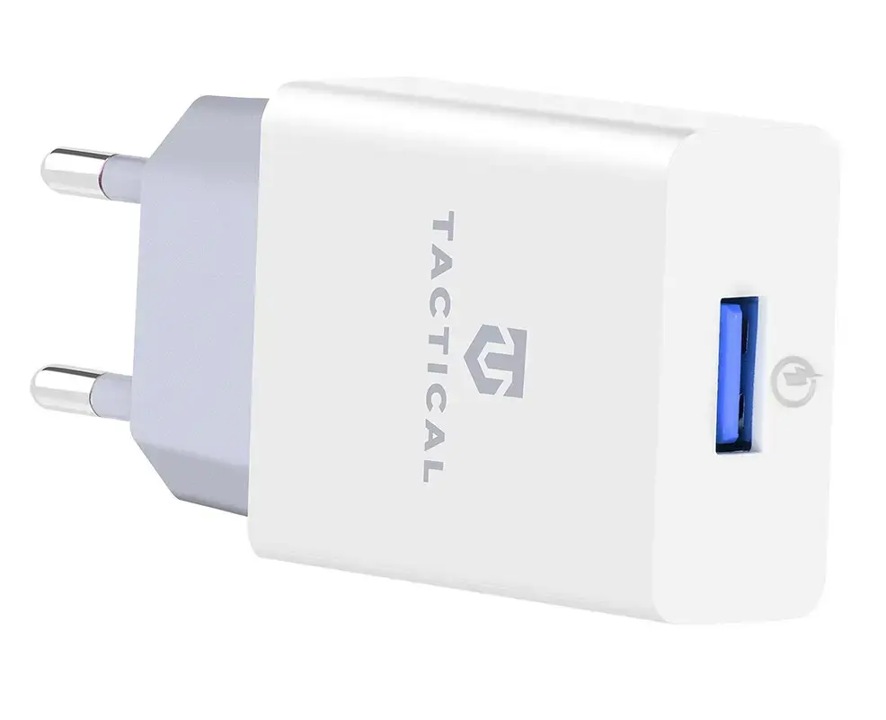 Tactical AR-30 USB-A QC 3.0 2,5A Travel Charger + Braided Cable for iPhone White