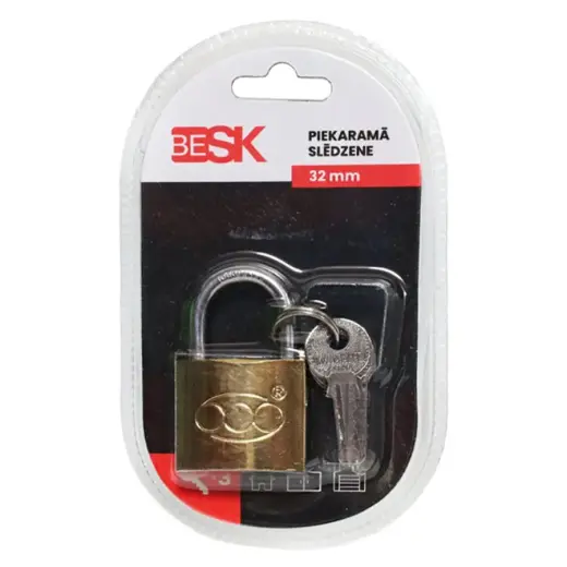 Padlock with 3 keys 32mm, 25AR029-3