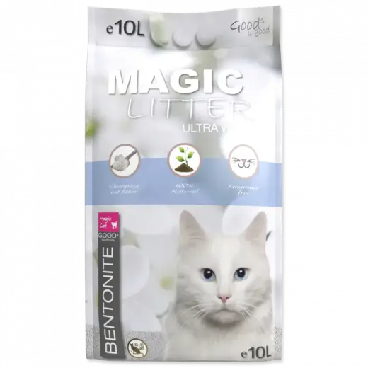 Smiltis kaķu tualetēm - Magic Litter Bentonite Ultra White, 10 l.