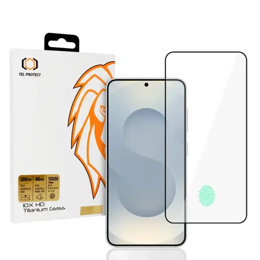 Tel Protect 10X HD Titanium aizsargstikls telefona ekrānam Galaxy S25 | Galaxy S24 (saderīgs ar pirksta nospieduma sensoru)