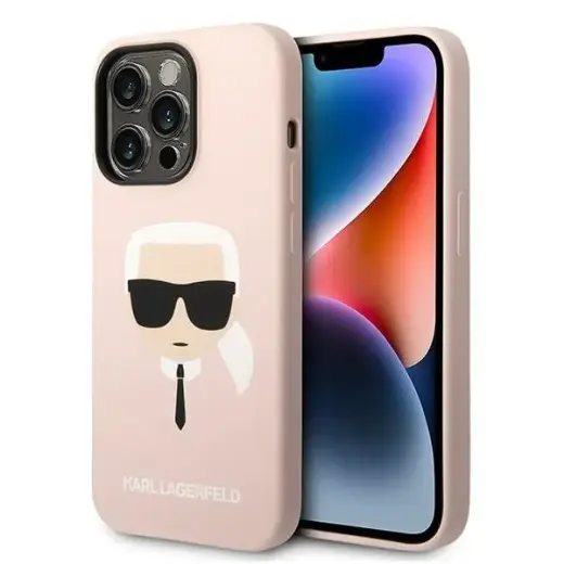 Karl Lagerfeld KLHMP14LSLKHLP iPhone 14 Pro 6,1" hardcase jasnoróżowy|light pink Silicone Karl`s Head Magsafe