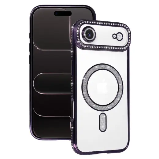 Bling maciņš ar MagSafe atbalstu telefonam iPhone 17 Air violets