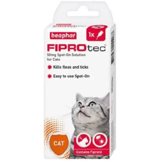 Līdzeklis pret blusām, ērcēm kaķiem : Beaphar Fiprotec cat, 1pip.
