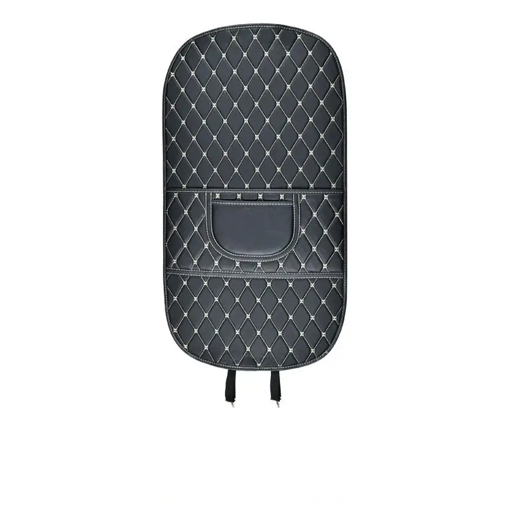 Protective leather mat for car seat anti-kick with organizer black