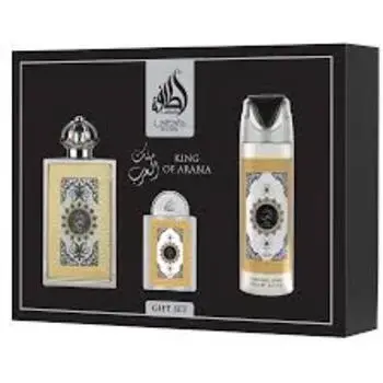 Lattafa Perfumes King Of Arabia Gift Set EDP 100 ml, deospray 200 ml and EDP 20 ml 100ml