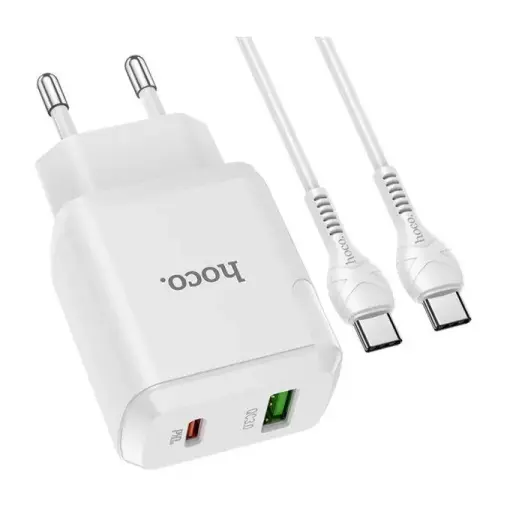 Hoco N5 PD20W universal travel charger USB | 5V | 3A + USB-C cable 1M white