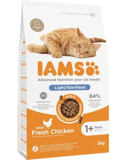 Sausā barība kaķiem - IAMS CAT ADULT STERILIZED CHICKEN, 3 kg