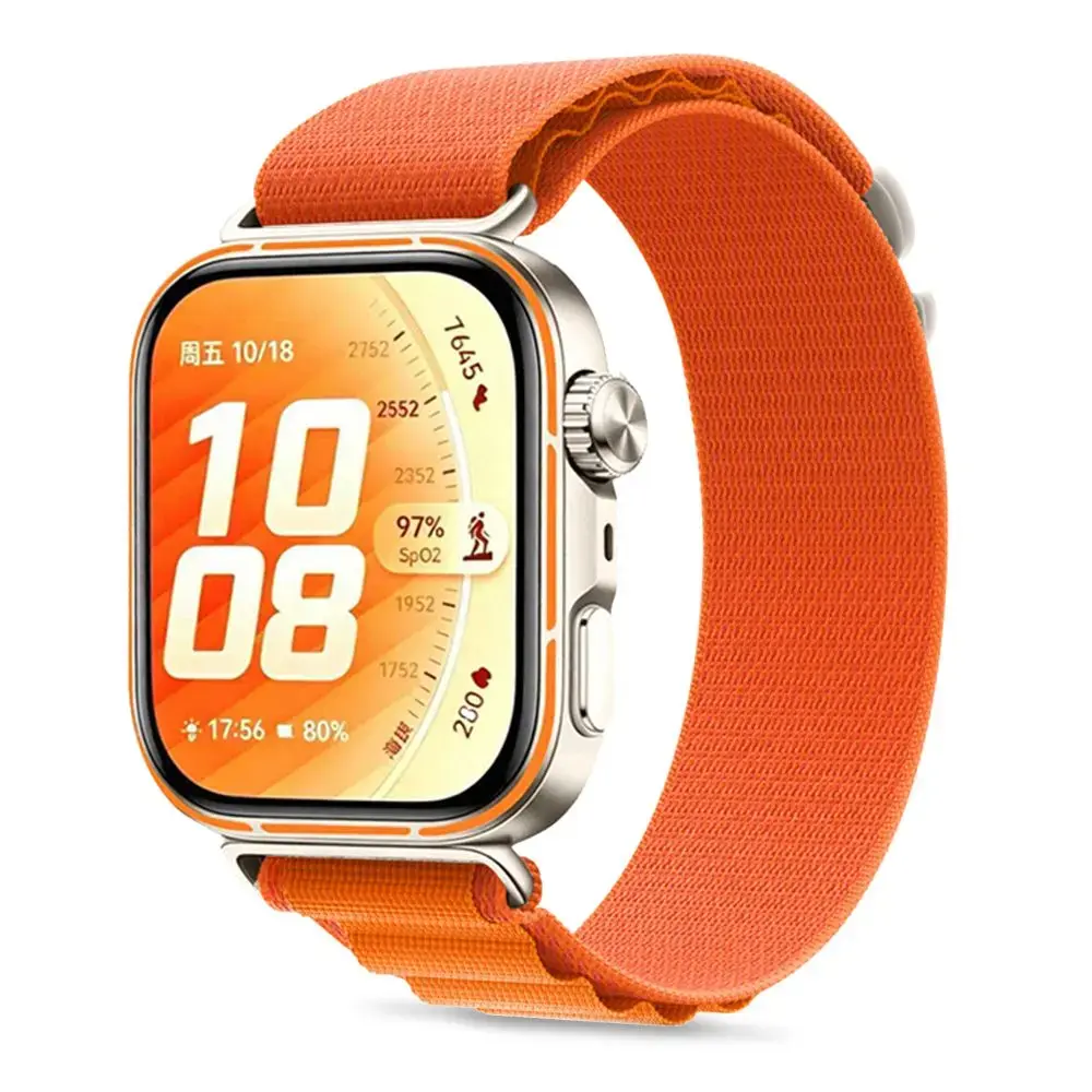 Tech-Protect Nylon Pro išmaniojo laikrodžio dirželis Huawei Watch Fit 3/4/4 Pro/5/5 Pro | nailoninis | oranžinis