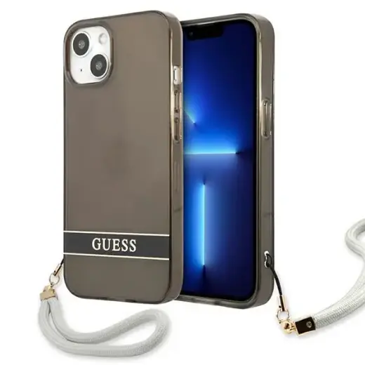 Guess GUHCP13MHTSGSK iPhone 13 6,1" czarny|black hardcase Translucent Stap