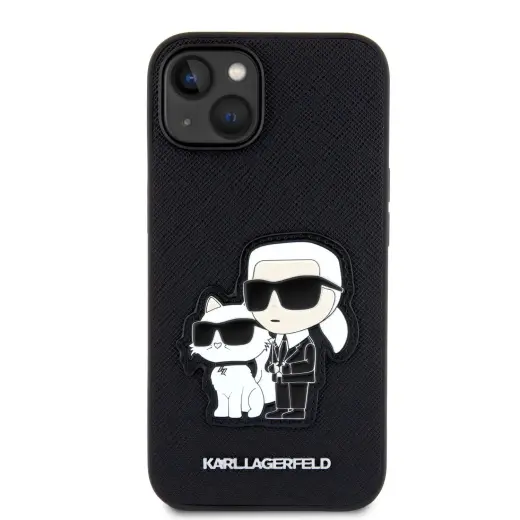 Karl Lagerfeld PU Saffiano Karl and Choupette NFT Case for iPhone 13 Black