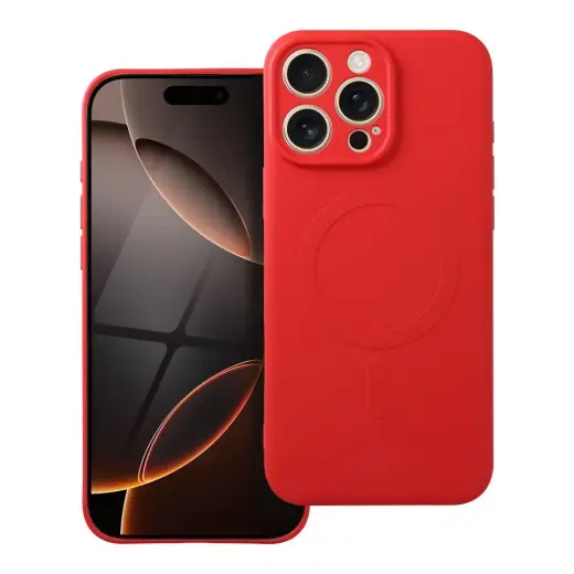 Silicone Mag Cover phone case with MagSafe support for iPhone 16 Pro Max red