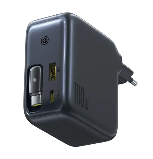 Baseus EnerCore CJ11 tīkla lādētājs | 100W | USB-C, USB-A | ar USB-C vadu komplektā | melns