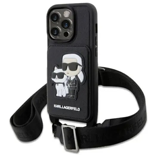 Karl Lagerfeld KLHCP14XCSAKCPMK iPhone 14 Pro Max 6.7" hardcase czarny|black Crossbody Saffiano Karl & Choupette