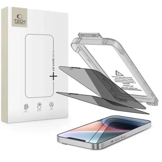 SZKŁO PRYWATYZUJĄCE TECH-PROTECT QUICK SET SPY+ 2-PACK IPHONE 13 | 13 PRO | 14 | 16E PRIVACY
