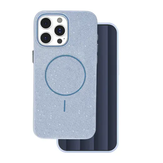 Glitter Thin Mag phone case with MagSafe support for iPhone 16 Pro Max blue