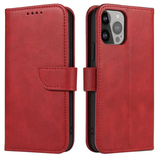 Magnet Case knyginio tipo telefono dėklas su stovu Samsung Galaxy S23 Ultra (S918) raudonas