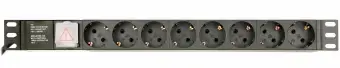 Gembird Power Distribution Unit PDU 8 Schuko Sockets 1U 16A C14 Plug 3m