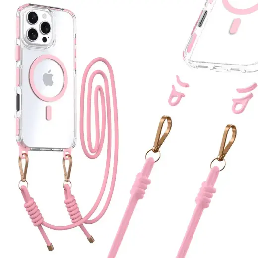 Tel Protect Strap Clear maciņš telefonam iPhone 16 Pro rozā