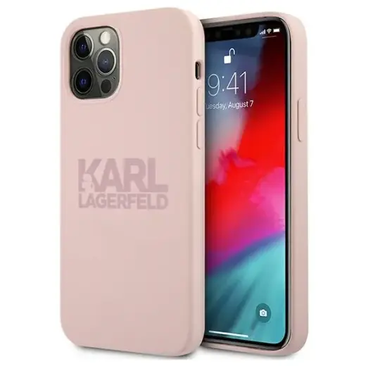 KLHCP12LSTKLTLP Karl Lagerfeld Stack Pink Logo Silicone Case for iPhone 12 Pro Max 6.7 Pink