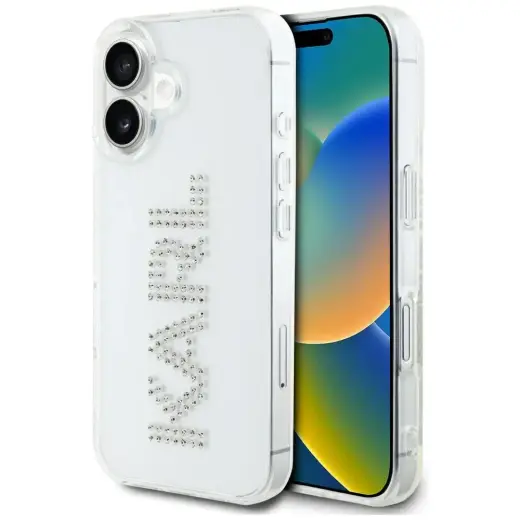 Karl Lagerfeld IML Rhinestones Logo phone case for iPhone 16 transparent
