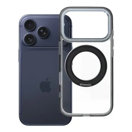 Frame Circle Stand phone case with stand and MagSafe support for iPhone 17 Pro | iPhone 18 Pro black