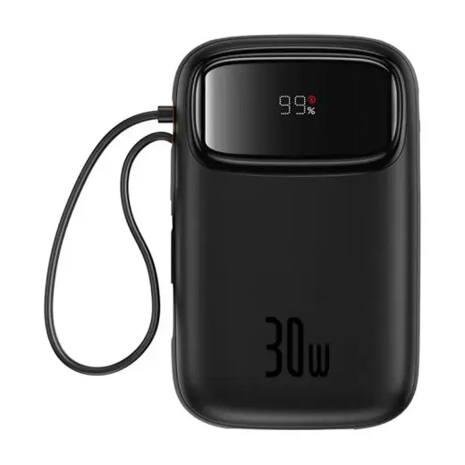Baseus QPow 2 ārējais akumulators (powerbank) | 10000 mAh | 30W | USB-C, USB-A | LED ekrāns | melns