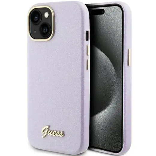 Guess GUHCP15SPGMCSL iPhone 15 | 14 | 13  6.1" liliowy|lilac hardcase Glitter Glossy Script