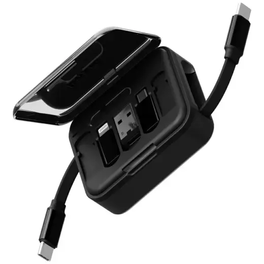 Bazic GoCharge Loop 5-in-1 провод для передачи данных и зарядки | USB-A на Lightning, Micro USB | 1m | чёрный