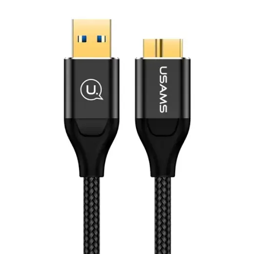 USAMS Kabel pleciony U19 USB 3.0 micro USB B do dysku zewnętrznego 1m czarny|black SJ272USB01 (US-SJ272)