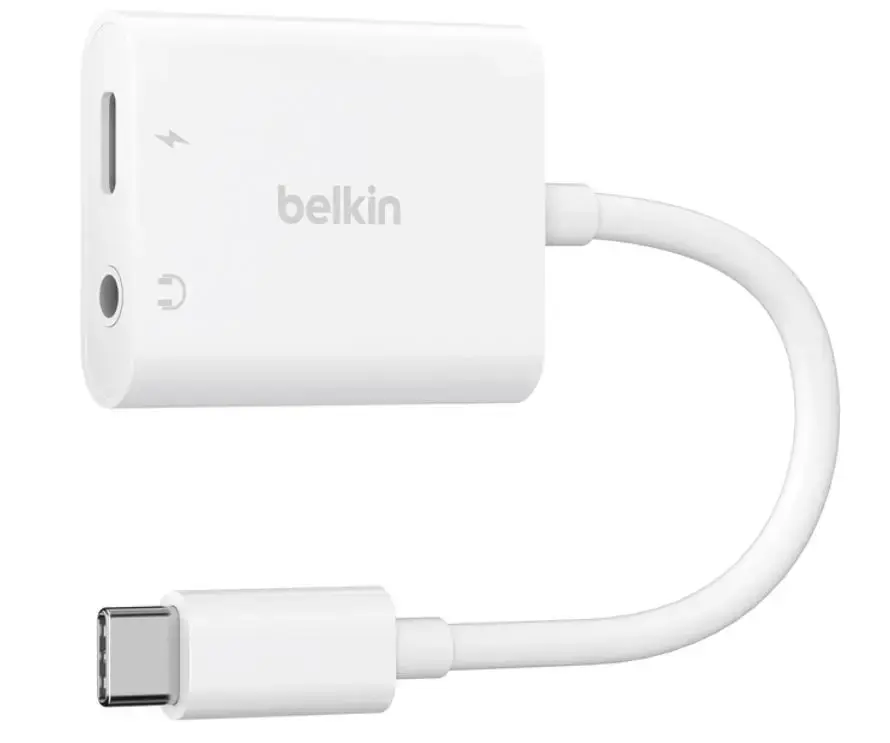 USB-C to 3.5 MM AUDIO Adapter + USB-C white cable