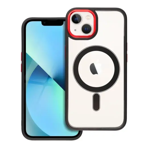 Color Edge Mag telefono dėklas su MagSafe palaikymu iPhone 13 juodas raudonas