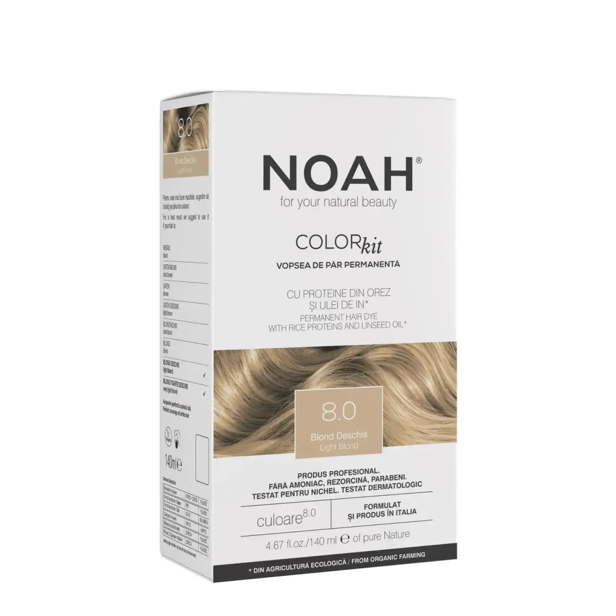 Noah, Permanent Hair Colour, Permanent Hair Dye, 8.0 Light Blonde, 140 ml