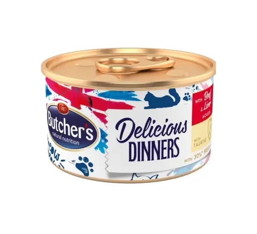 Konservēta barība kaķiem - Butchers WCC Classic DD beef|liver mousse 85g
